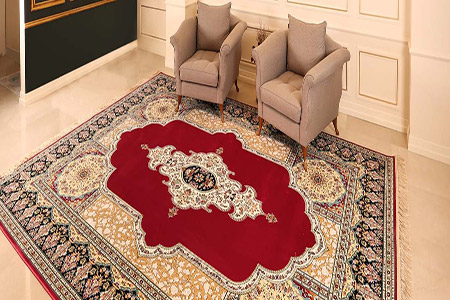 خرید فرش ماشینی ابریشم گونه کاشان